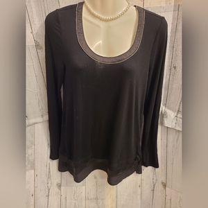 White House Black Market Long Sleeve Black Top, Size XS